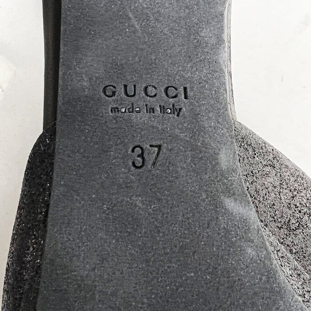 Gucci Horsebit Glitter Peep Toe‎ Heels Pumps Black EU 37 - Picture 7 of 10